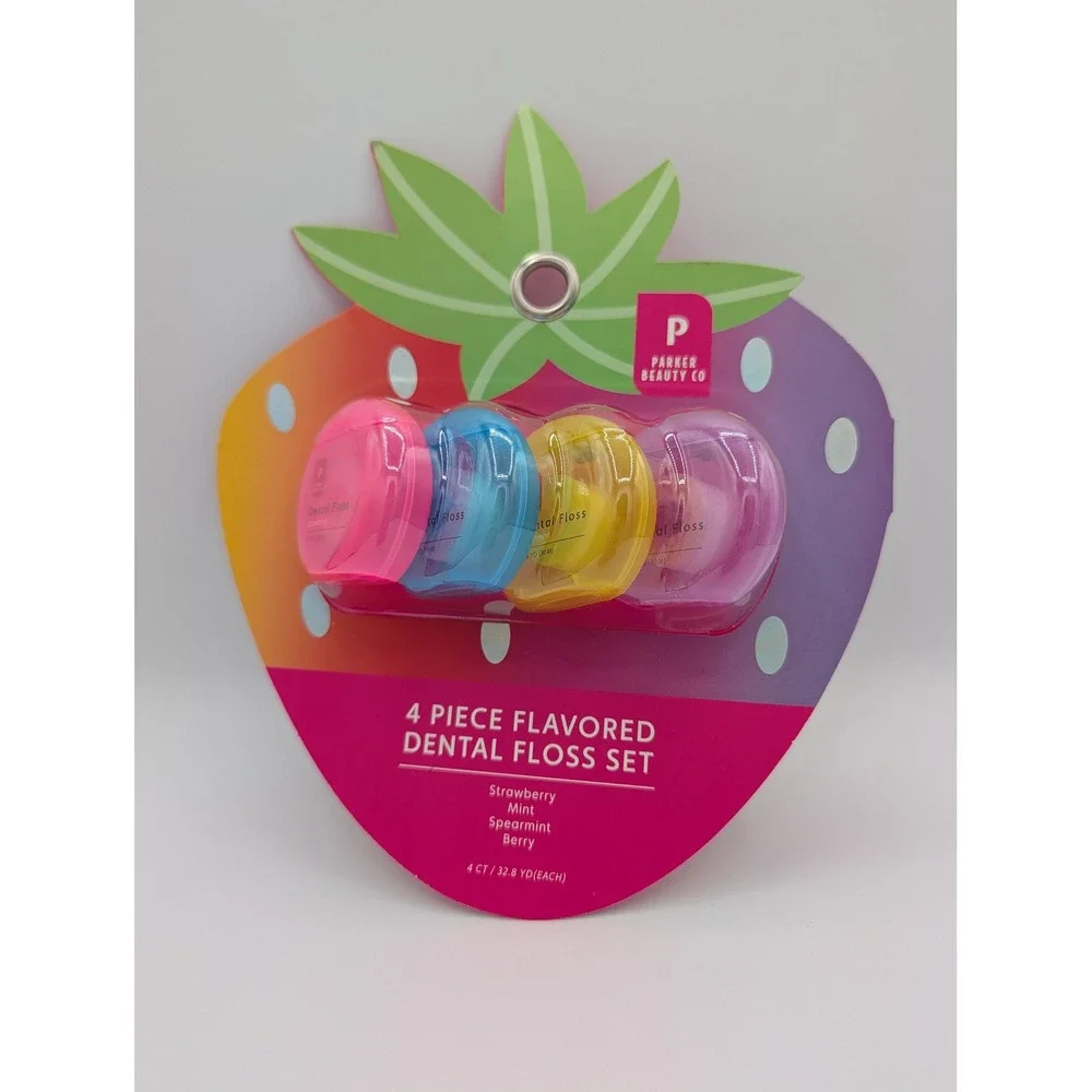 Parker Beauty Co Flavored Dental Floss Set 4pc Strawberry Mint Berry Fruitcore‎